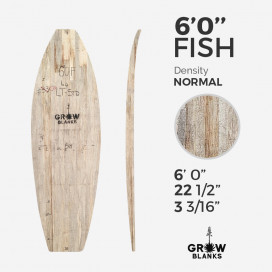 6'0'' F Agave Blank - 6'0'' x 23'' x 2,9'' - shortboard / fish, GROW BLANKS