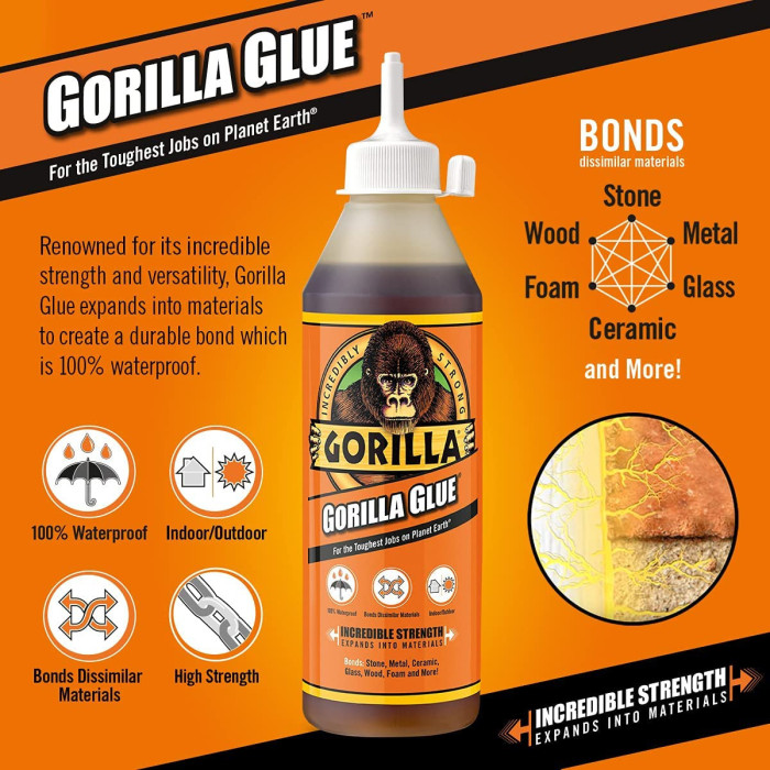 Gorilla Glue Original - Adhesivo de poliuretano para la reparación de tablas de surf soft - 500ml, GORILLA GLUE