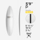5'9'' P Shortboard - CT Foam Yellow Density - 1/8'' - 3 Ply Black/Black/Black stringer, US BLANKS