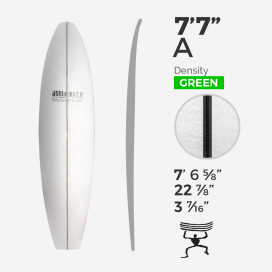 7'7'' A Retro - Green Density - 1/4'' Dark wood stringer, US BLANKS