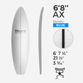 6'8'' AX Shortboard - Blue Density - 1/8'' - 3 Ply Black/Black/Black stringer, US BLANKS