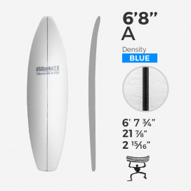 6'8'' A Shortboard - Blue Density - 1/8'' - 3 Ply Black/Black/Black stringer, US BLANKS