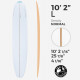 10'2'' MAL Longboard - Blue Density - latte 8mm Obs SURFBLANKS