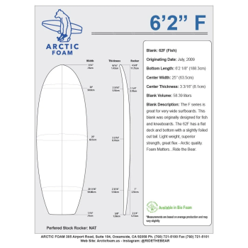 Surfboard blank 6'2'' FISH ARCTIC Foam - FISH - VIRAL Surf for shapers