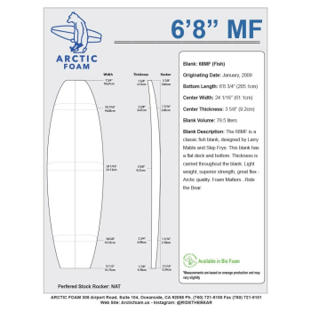 Surfboard blank for Fish & Egg shaping - Arctic Foam - AR68_MF_RC_1_8