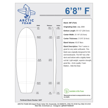 Surfboard blank 6'8'' FISH ARCTIC Foam - FISH - VIRAL Surf for shapers