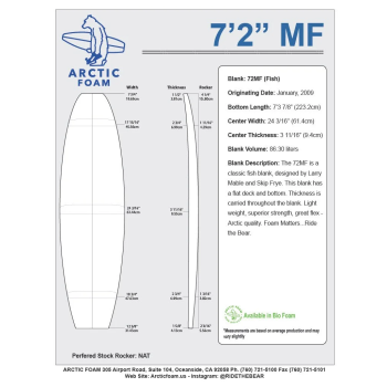 7'2'' MF Fish - Polyola Green density, ARCTIC FOAM