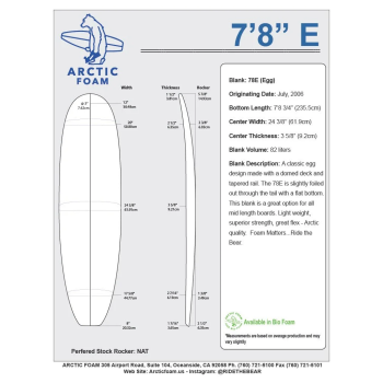 Pain de mousse 7'8'' EGG ARCTIC Foam - MINI MALIBU - VIRAL Surf for shapers