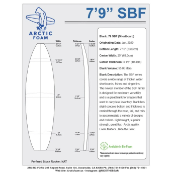 7'2'' F Fish - Green Density - 3/16'' Dark Brown Thermo Basswood stringer - ARCTIC Foam