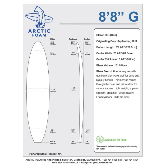 ARCTIC Foam 8'8'' GUN - Blue Density