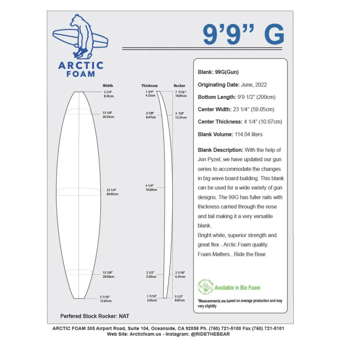 ARCTIC Foam 9'9'' GUN - Blue Density
