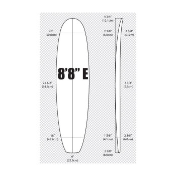 Foam de surf 8'8'' MALIBU ARCTIC Foam - MINI MALIBU - VIRAL Surf for shapers
