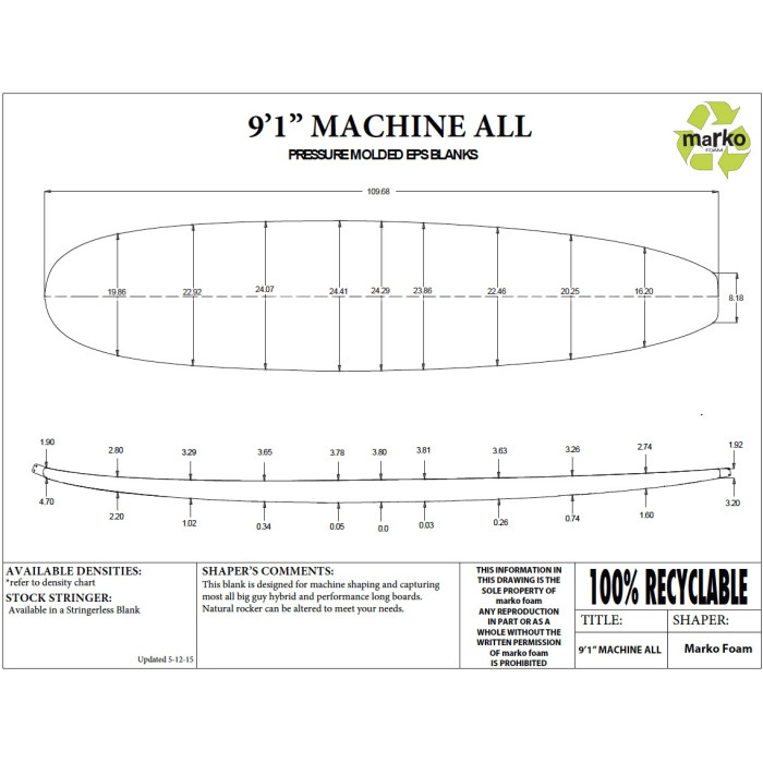 9'1'' Machine All EPS - 9'1,68'' x 24,29'' x 3,81'' - sans latte, MARKO FOAM 	9'1'' Machine All EPS - 9'1,68'' x 24,29'' x 3,81'' - sans latte, MARKO FOAM