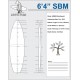 6'4'' SBM Tow-in Shortboard - 1/2" Basswood - Silver density, ARCTIC FOAM