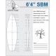 6'4'' SBM Tow-in Shortboard - Silver density - 1/2" Basswood, ARCTIC FOAM