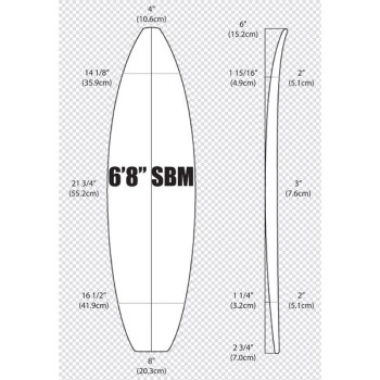 ARCTIC Foam 6'8'' SBM - Yellow light Density - 1/8" Basswood
