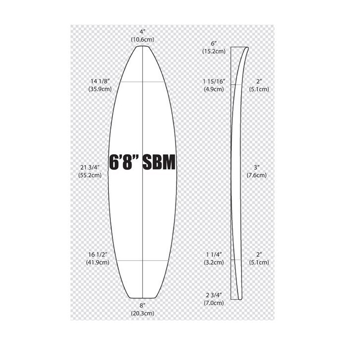 ARCTIC Foam 6'8'' SBM - Yellow light Density - 1/8" Basswood