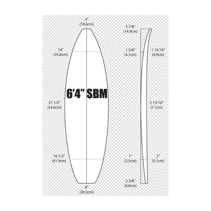 6'4'' SBM Shortboard - Orange density - 1/8" Basswood, ARCTIC FOAM