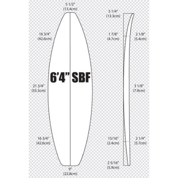 ARCTIC Foam 6'4'' SBF - Yellow light Density - 1/8 Bass Ply
