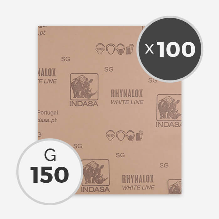 PAPEL DE LIJA A SECO - GRANO 150 (100 HOJAS)