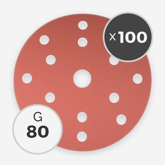 80 GRIT 150mm SANDING DISC (100 DISCS)