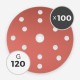 120 GRIT 150mm SANDING DISC (100 DISCS)