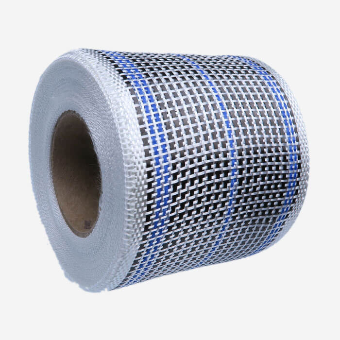 Bande de renfort hybride fibre de verre et carbone - fils bleu, largeur 80mm