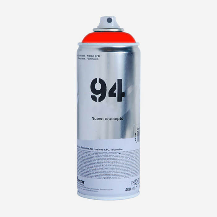 Bombe de peinture MTN 94 Rouge Fluorescent - 400ml, MONTANA