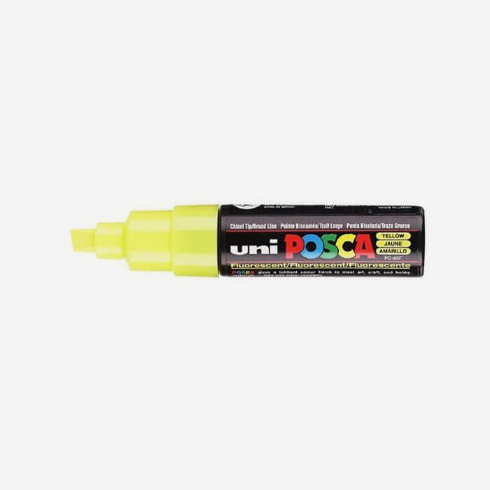 FLUORESCENT YELLOW POSCA PAINT MARKER (8mm wide chisel tip)