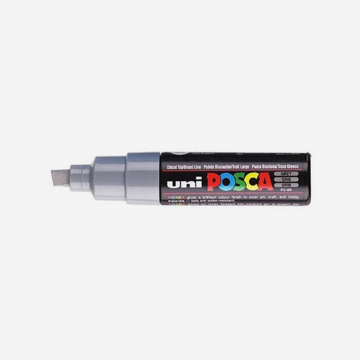 GREY POSCA PAINT MARKER (8mm wide chisel tip)