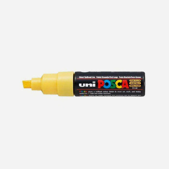 STRAW YELLOW POSCA PAINT MARKER (8mm wide chisel tip)