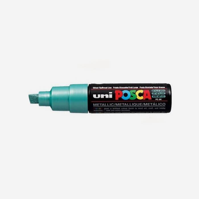 METALLIC GREEN POSCA PAINT MARKER (8mm wide chisel tip), POSCA PENS for