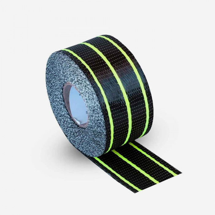 Hybrid carbon and yellow fiberglass reinforcement tape