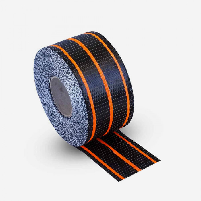 Hybrid carbon and orange fiberglass reinforcement tape