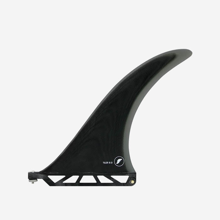 Dérive longboard - Tiller Fiberglass solid black / smoke  8.0", FUTURES.