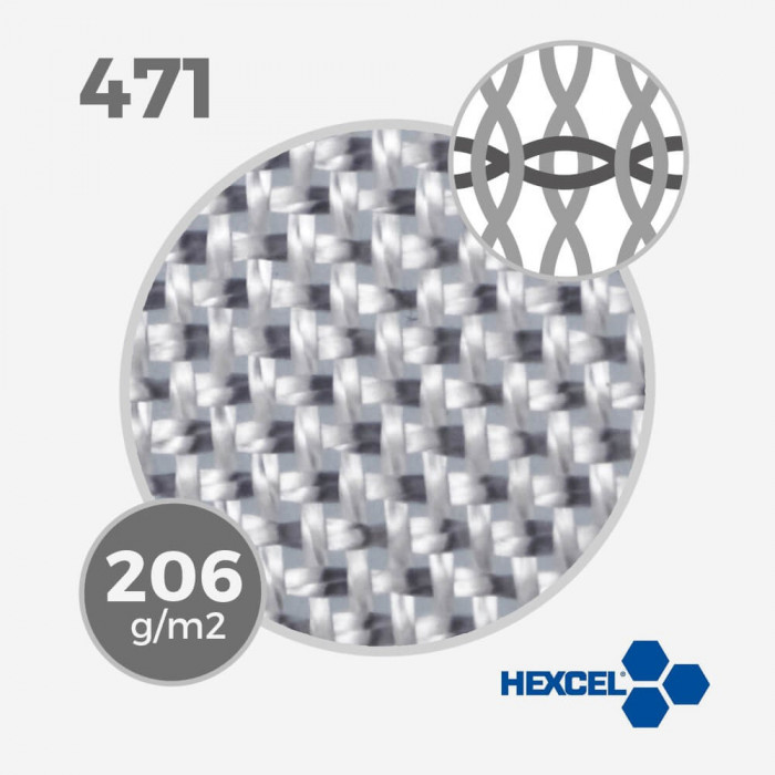 HEXCEL 471 - 5.5 oz - 206 gr/m - anchura 80cm, tejido de fibra de vidrio HEXCEL para la estratificación de una tabla de surf - 