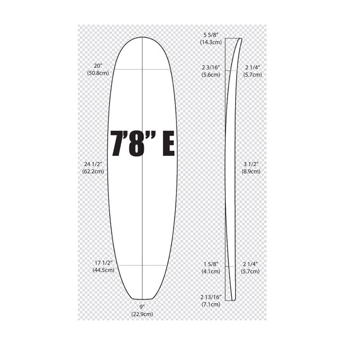 7'8'' E Egg - Green density - 1/4'' red Cedar stringer, ARCTIC FOAM