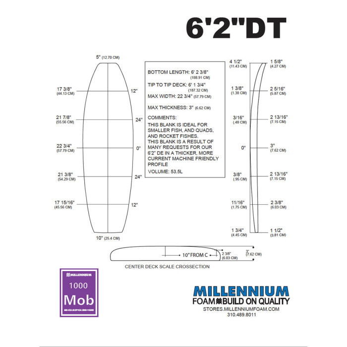 6'2'' DT Fish - latte 1/8'' Dark Wood, MILLENNIUM FOAM