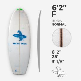 6'2'' F Fish - Green density - latte 1/8'' Ply, ARCTIC FOAM