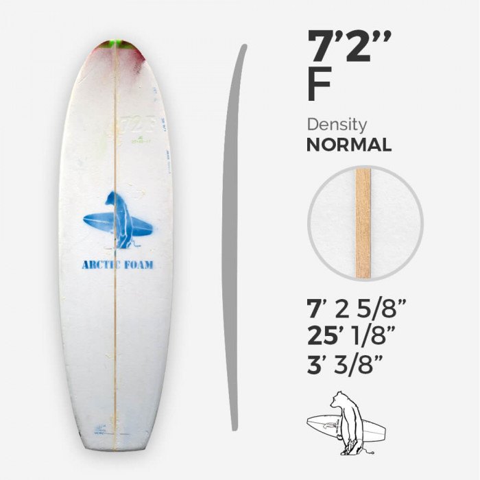 7'2'' F Fish - Green density - latte 3/16'' Basswood, ARCTIC FOAM