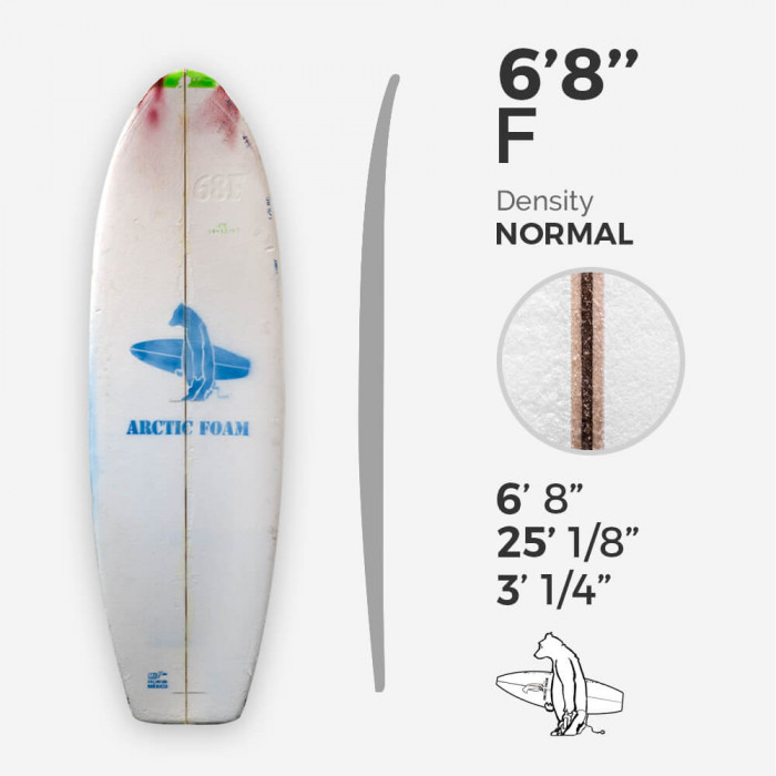 6'8'' F Fish - Green density - latte 1/8'' Ply, ARCTIC FOAM