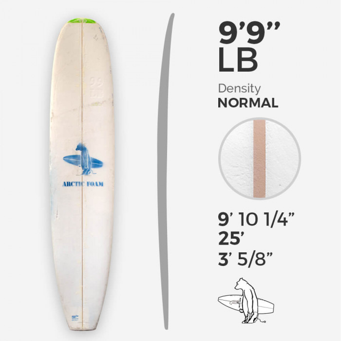 9'9'' L Longboard, Green density - latte 5/16'' Basswood, ARCTIC FOAM