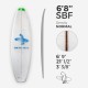 6'8'' SBF Shortboard - Green density - latte 1/8'' Ply, ARCTIC FOAM
