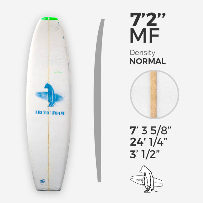 7'2'' MF Fish - Green density - latte 3/16'' Basswood, ARCTIC FOAM