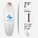 7'2'' F Fish - Green Density - costilla de 1/8'' Red Cedar, ARCTIC Foam