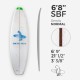 6'8'' SBF Shortboard  - Green Density  1/8" Red Cedar -Arctic Foam