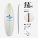 6'8'' SBM Shortboard - Yellow light density - latte 1/8" Ply, ARCTIC FOAM