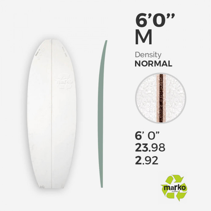 6'0'' M EPS - 6'0'' x 24'' x 2,92'' - latte 1/8'' Ply, MARKO FOAM