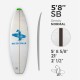 5'8'' SB Shortboard - Green Density - latte 3/32" Black/Black Ply, ARCTIC FOAM