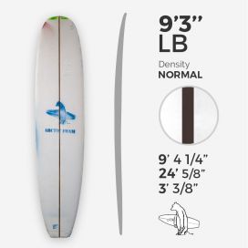 9'3'' L Longboard, Green density - latte 1/4'' Dyed Basswood Brown, ARCTIC FOAM